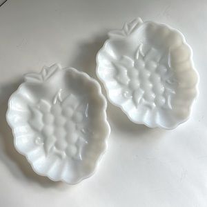 Vintage Hazel Atlas Milk Glass Grape Dishes Set of 2